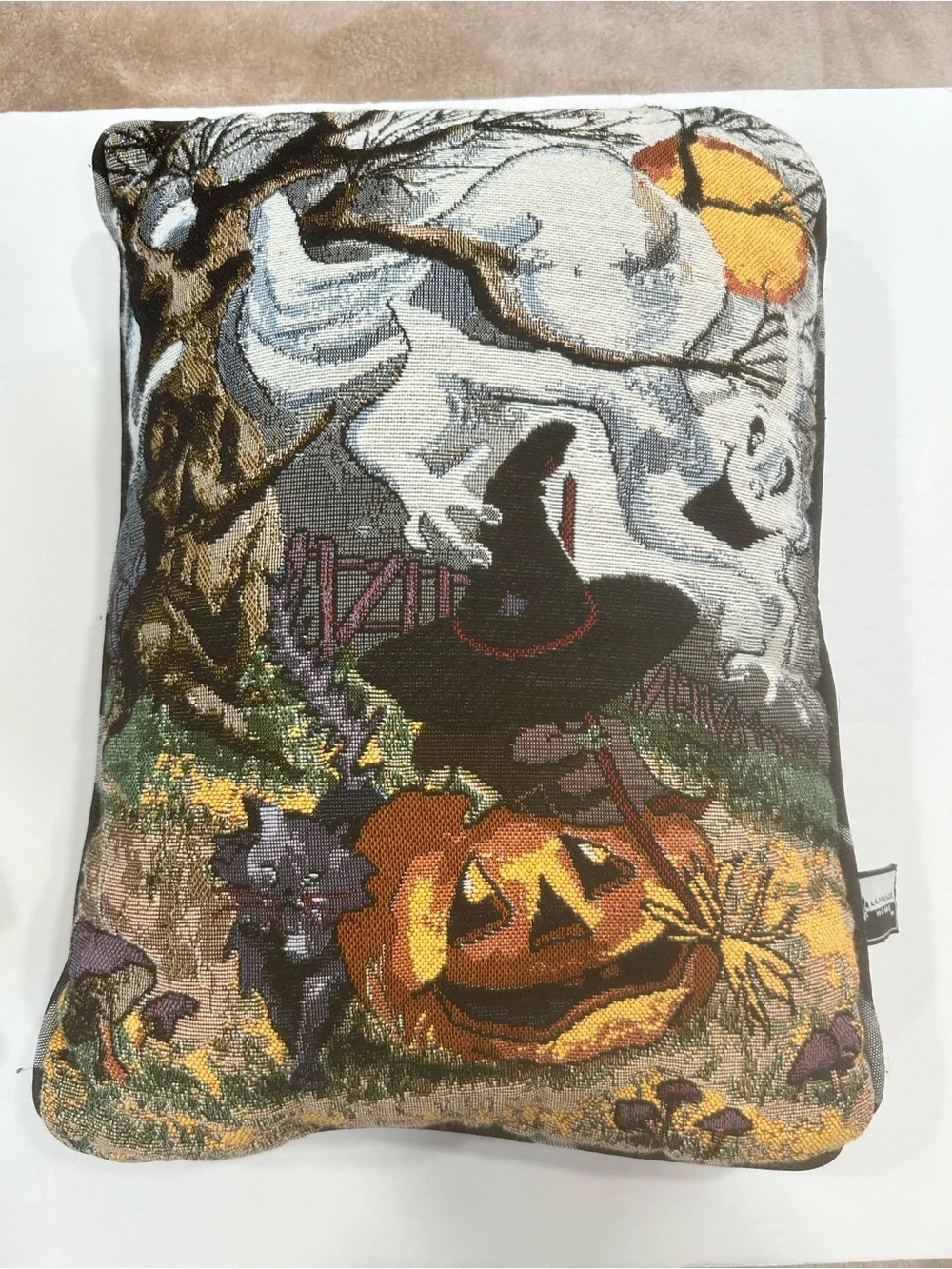 La France Home Halloween Pillow Bundle 2 BOO Sequin Ghost Pumpkin Spooky Decor